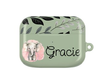 Personalized Elephant AirPod Case | Cute AirPod Holder, Customizable Earbud Case, Unique Tech Accessory, Gift for Kids & Teens