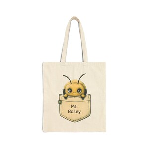 Niedliche Bienen Baumwolltasche | Wiederverwendbare Einkaufstasche, umweltfreundliche Einkaufstasche, Strandtasche, Geschenkidee für Naturliebhaber Bild 1