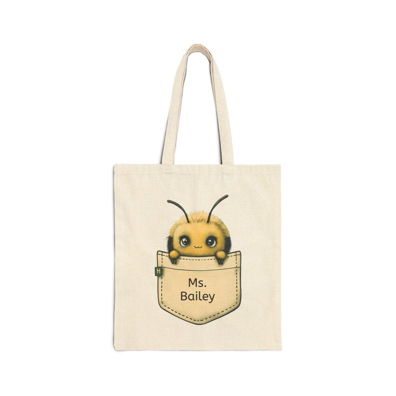 Niedliche Bienen Baumwolltasche | Wiederverwendbare Einkaufstasche, umweltfreundliche Einkaufstasche, Strandtasche, Geschenkidee für Naturliebhaber Bild 1