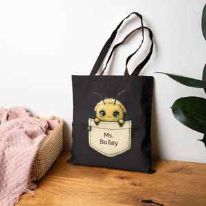 Niedliche Bienen Baumwolltasche | Wiederverwendbare Einkaufstasche, umweltfreundliche Einkaufstasche, Strandtasche, Geschenkidee für Naturliebhaber Bild 10