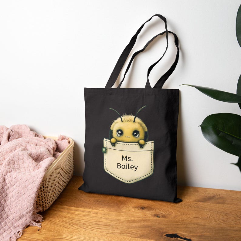 Niedliche Bienen Baumwolltasche | Wiederverwendbare Einkaufstasche, umweltfreundliche Einkaufstasche, Strandtasche, Geschenkidee für Naturliebhaber Bild 10