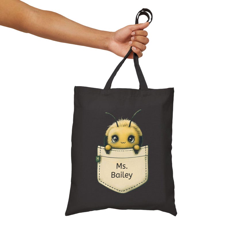 Niedliche Bienen Baumwolltasche | Wiederverwendbare Einkaufstasche, umweltfreundliche Einkaufstasche, Strandtasche, Geschenkidee für Naturliebhaber Bild 8