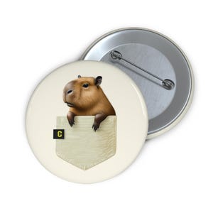 Cute Capybara Pin Buttons | Cute Animal Pins, Pocket Animal Badges, Fun Gifts for Friends, Accessories for Animal Lovers