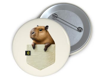 Cute Capybara Pin Buttons | Cute Animal Pins, Pocket Animal Badges, Fun Gifts for Friends, Accessories for Animal Lovers