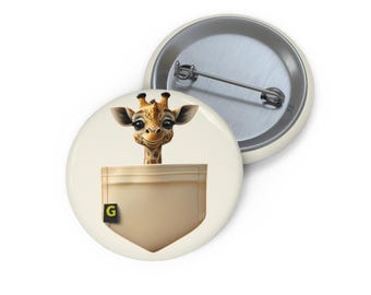 Custom Giraffe Pocket Pin Buttons | Cute Gift for Animal Lovers, Fun Accessories for Bags or Jackets, Birthday, Party, Kid's Events