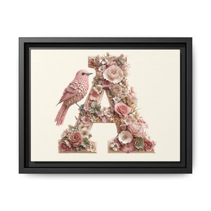 Floral Monogram Wall Art | Letter A | Personalized Home Decor, Gift for Her, Housewarming Decoration, Custom Name Print