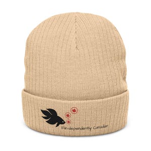 Premium Ribbed Knit Beanie with Embroidered Design: Fin-dependently Canadian