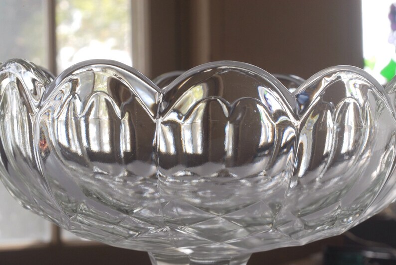 Antique Flint Glass Compote, Early American Pressed Glass, 1800s, EAPG
