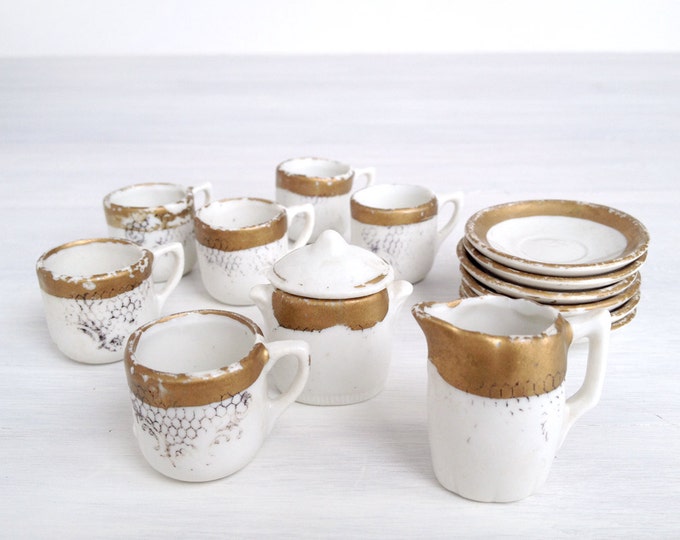 Antique China Doll Dishes Vintage Porcelain Toy Tea Set Etsy