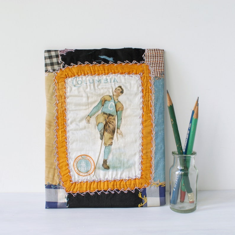 Antique Columbia University football cigar silk, 1910s Murad Athlete and College Seal tobacco premium, crazy quilt, collegiate sports, S21 image 2