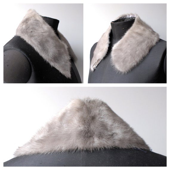 Vintage silver mink real fur collar, gray mink fu… - image 4