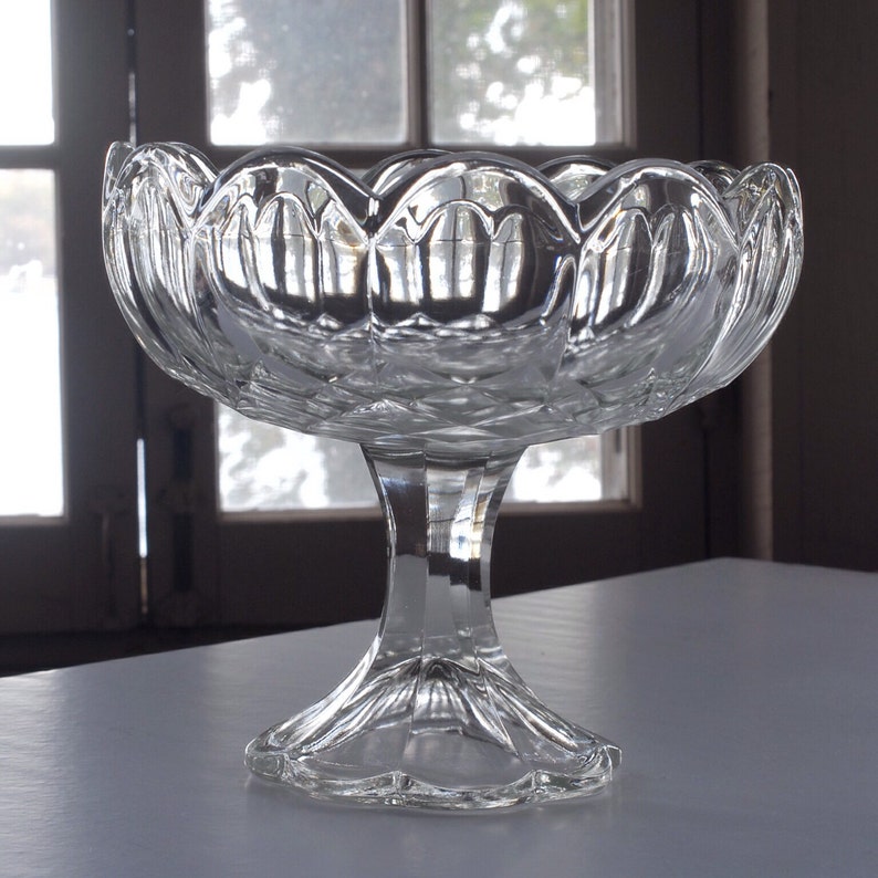 1800s fruit bowl Antique flint glass compote leaded glass crystal