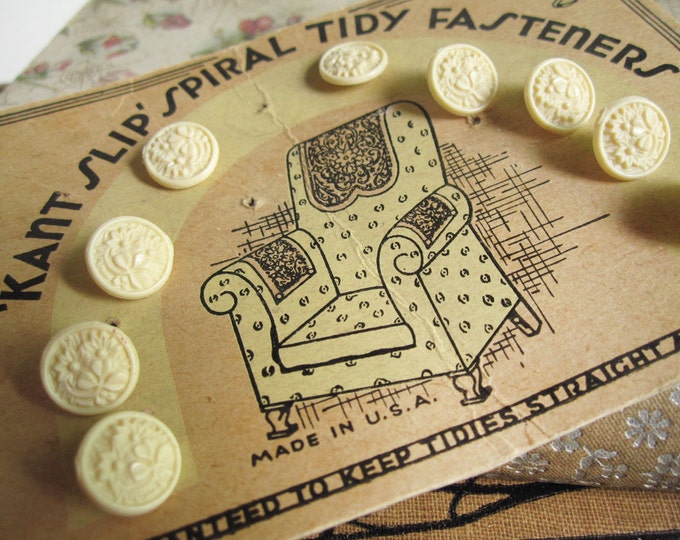 Vintage Upholstery Pins, kant Slip Spiral Tidy Fasteners, Ivory Colored