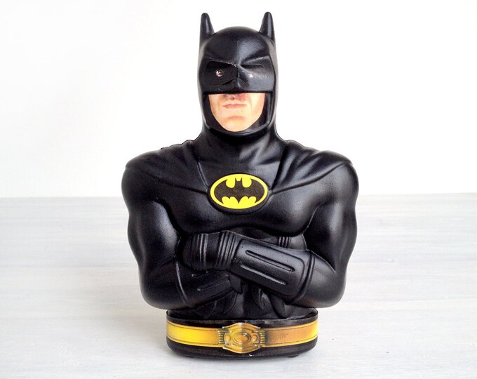 Batman Coin Bank Michael Keaton Vintage 1989 Black and Etsy