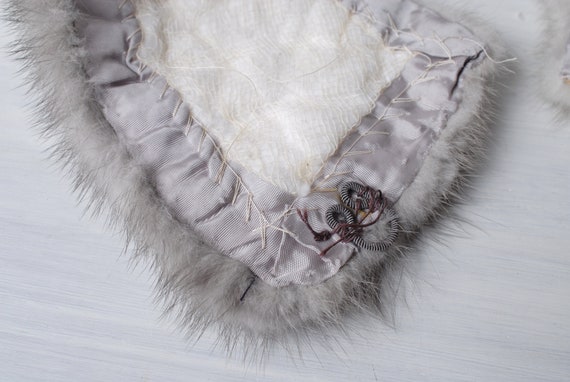 Vintage silver mink real fur collar, gray mink fu… - image 9