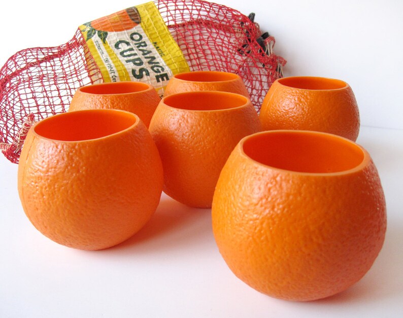 Vintage plastic orange cups Florida souvenirs roly poly Etsy