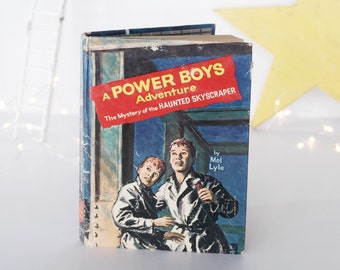 Book, A Power Boys Adventure, "The Mystery of the Haunted Skyscraper," Mel Lyle, ghost, suspense, vintage 1964 Whitman, Halloween decoration