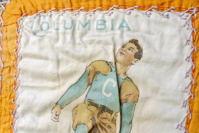 Antique Columbia University football cigar silk, 1910s Murad Athlete and College Seal tobacco premium, crazy quilt, collegiate sports, S21 image 5