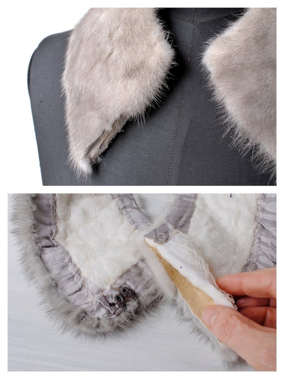 Vintage silver mink real fur collar, gray mink fu… - image 5