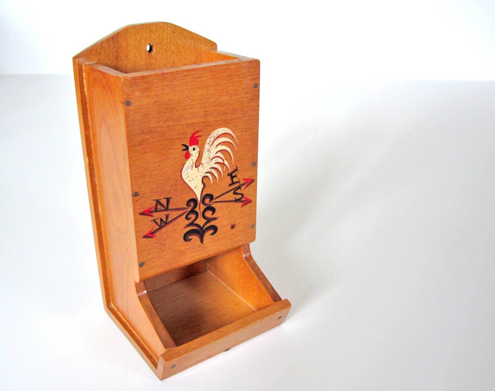 Vintage rooster matchbox holder match dispenser wooden Etsy