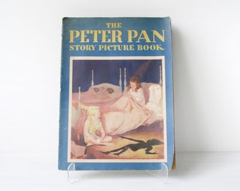 Vintage 1934 Peter Pan Story Picture Book, Whitman Publishing, fairies, pirates, 1930s illustration, story book, color plates to frame