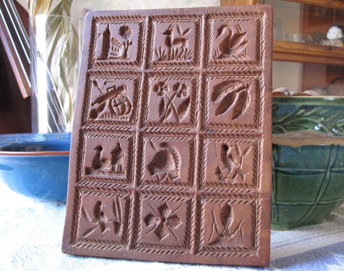 Springerle wooden cookie press mold handcarved early 1800s Etsy