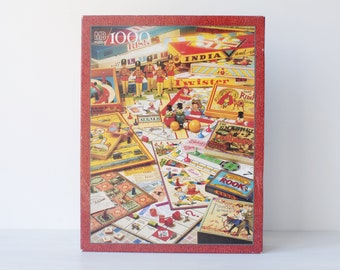 puzzle vintage, MISSING 2 PIECES, jeux de société antiques 1000 pièce Milton Bradley 1995, grand puzzle d’image, Parker Brothers, famille