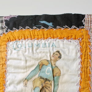 Antique Columbia University football cigar silk, 1910s Murad Athlete and College Seal tobacco premium, crazy quilt, collegiate sports, S21 image 3