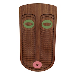 Modern Wooden Wall Mask | Laser Cut Abstract Face Decor | Minimalist Tribal Art | Handmade Home Wall Hanging