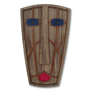 Modern Tribal Africa Mask Wall Decor | Layered Wood Wall Art | Ethnic Abstract Face | Handmade Boho Mask | Solista Objects