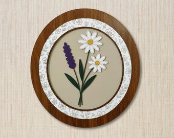 Handmade Wooden Daisy and Lavender Wall Art – Rustic Floral Home Decor | Boho Cottagecore Gift