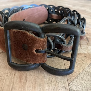 Vintage Mahler Brown Suede and Metal Link Belt – Statement Boho Accessory – Made in Italy 1970s size 32