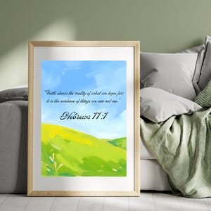 Christian Home Decor | Calming Art | DIGITAL DOWNLOAD | Faith Inspiring Poster | Landscape Quote | Spring Wall Print | Baptism Gift
