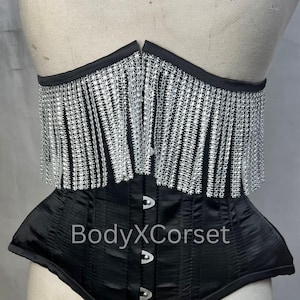 Steel Boned Underbust Fancy Corset With Fringe Best Waist Trainer For Women Strapless Burlesque Waspie Gothic Corset Cosplay Outfit