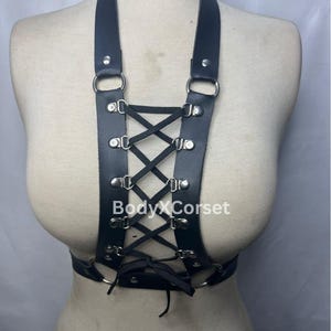 Gothic Faux Leather Corset Harness: Adjustable Rave Festival Wear