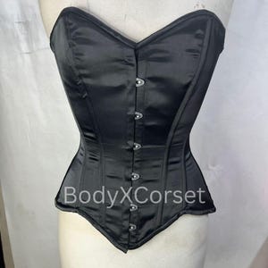Satin Overbust Strapless Gothic Corset Halloween Costume Cosplay Outfit Instant Shaping Hourglass Corset