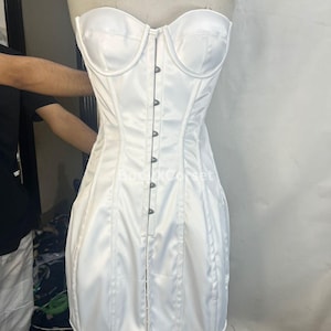 White Satin Corset Mini Dress – Strapless Bustier Bodycon Bridal Dress | Formal Partywear Corset Dress | Custom Fit Elegant Bridal Dress Top