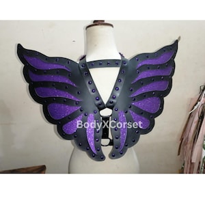 Leather Fairy Wings Harness | Cosplay Shoulder Armor | Gothic Fantasy Costume Accessory | Adjustable Steampunk Devil Winged Corset Backpiece