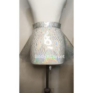Holographic A-Line Mini Skirt | Iridescent PVC Skater Skirt | Festival Rave Wear | Cyberpunk Clubwear | Futuristic Shiny Outfit
