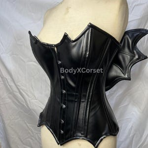 Bat Wing Corset: Faux Leather Gothic Bustier - Halloween Vampire Costume