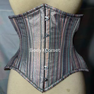 Striped Steel Boned Corset for Waist Trainer Underbust Victorian Corset Handmade Gothic Corset Top HalloweenFestival Cosplay Costume Corset