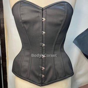 Black Boned Bustier Women Corset Satin Waist Trainer Corset Top | Gothic Victorian Corset for Waist Reduction Costume Daily Rave Wear Corset