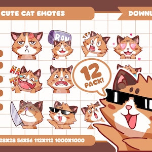 Cat Emotes for Twitch Youtube Discord Adorable Kitten Emotes