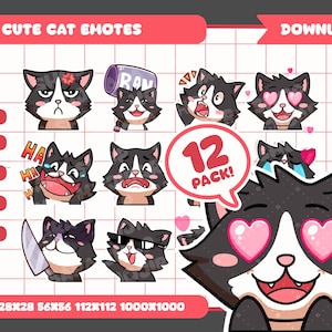 Tuxedo Cat Emotes for Twitch Youtube Discord Adorable Kitten Emotes