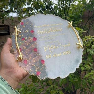 Resin Nikah Tray | Resin Ceremony Tray | Bridal Resin Tray | Personalized Resin Decorative Tray for Wedding and Engagement