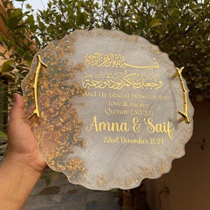 Resin Wedding Tray | Personalized Resin Tray | Custom Resin Gift Tray for Engagement, Anniversary, Nikah, and Bridal Ceremony