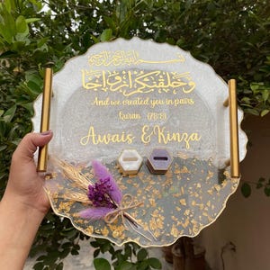 Resin Decorative Tray | Resin Wedding Tray | Resin Gift Tray | Custom Resin Tray for Anniversary, Engagement, Nikah, and Bridal