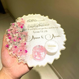 Resin Decorative Tray | Handmade Resin Tray | Resin Gift Tray for Wedding, Engagement, Nikah, Anniversary, Bridal, and Ceremony