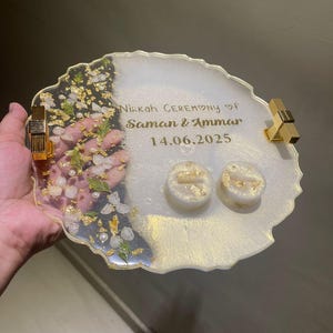 Resin Engagement Tray | Resin Decorative Tray | Custom Resin Wedding Gift Tray | Handmade Resin Tray | Bridal Ceremony Resin Tray