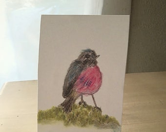 POSTCARD PINK ROBIN